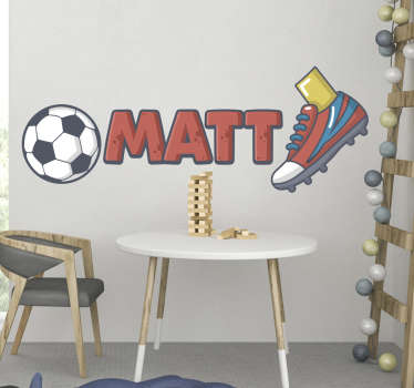 Wandtattoo Fußball personalisierter Ball und Fußballschuh - TenStickers
