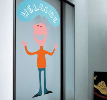 Man with Welcome Sign Sticker - TenStickers
