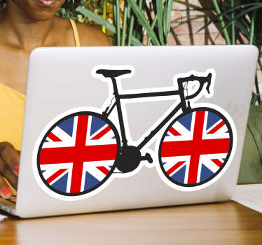 Union Jack bike cycling laptop sticker - TenStickers