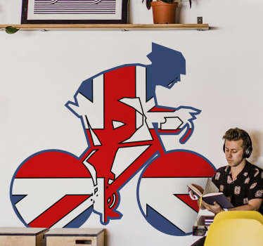Union Jack cyclist decal - TenStickers