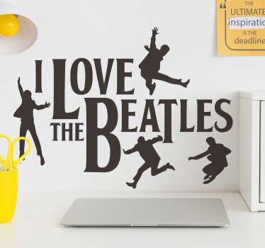 O produtode vinis decorativos personagem beatles criado com texto e pessoas na cor preta que ficarão bem na sua parede e poderá escolher o seu tamanho.