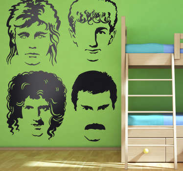 Se és fã de música rock, este autocolante em vinil de rock com as caras dos membros dos Queen em silhueta é a decoração ideal para a tua casa!