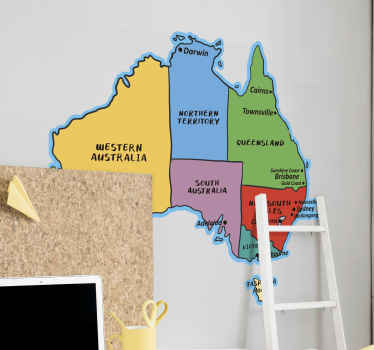 Australian world map wall sticker - TenStickers