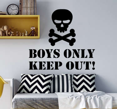 Skull Boys Only illustration sticker - TenStickers
