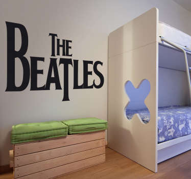 Autocolante decorativo de música rock com o logo da famosa banda britânica 'The Beatles', ideal para os fãs de uma das melhores bandas da história.