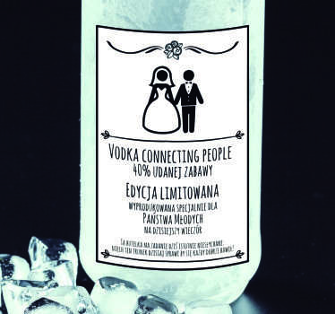 Zabawna naklejka na wódkę weselną - TenStickers