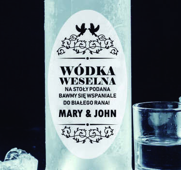 Naklejka ślubna na butelkę - TenStickers