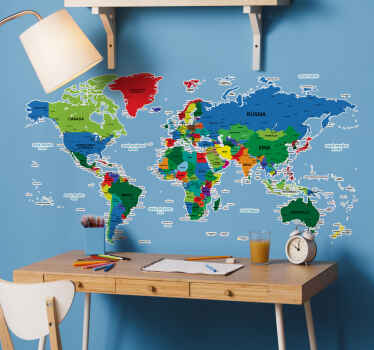 Vinilo mapamundi fronteras países catalán - TenVinilo