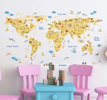 Vinilo infantil mamapundi catalán con flora y fauna - TenVinilo