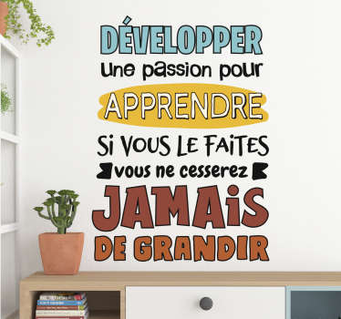 Passion pour l'apprentissage fr autocollant de motivation - TenStickers