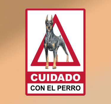 Pegatina señalizacion seguridad cuidado perro - TenVinilo