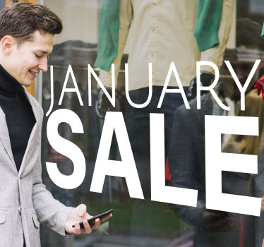 Elegant January sale window sticker - TenStickers
