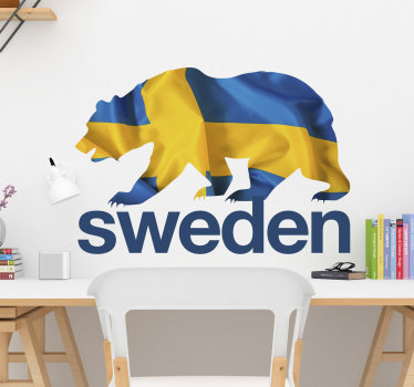 Svensk björnflagga klistermärke - Tenstickers