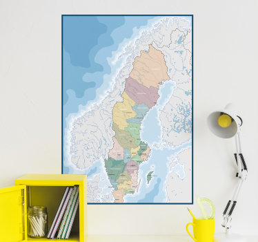 Svensk karta sliten klistermärke vägg klistermärke - Tenstickers