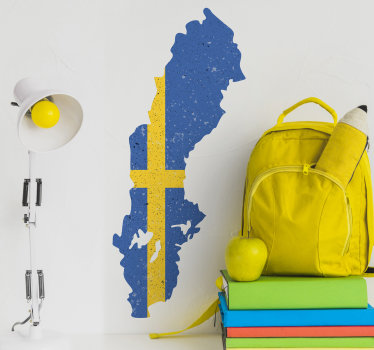 Svensk karta sliten klistermärke flagga klistermärke - Tenstickers