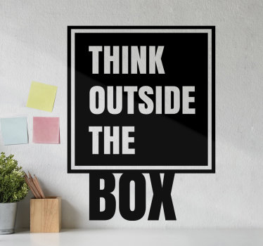 Think Outside The Box text wall sticker - TenStickers