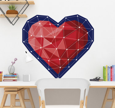 Vinilo de amor corazón rojo geométrico - TenVinilo