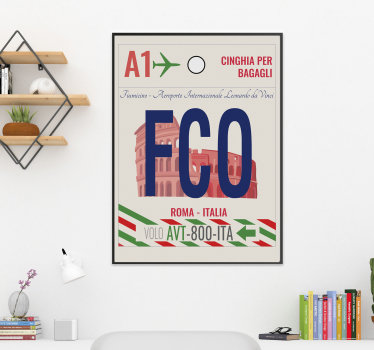 あなたが壁に愛するローマ空港の肖像画のホームウォールデカールを簡単に適用でき、旅行旅行のすべての機能が含まれています。
