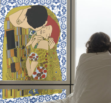 Vinilo decorativo vitral con beso - TenVinilo