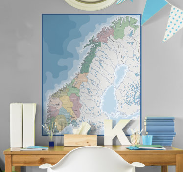 Kart over norge veggklistremerke - Tenstickers