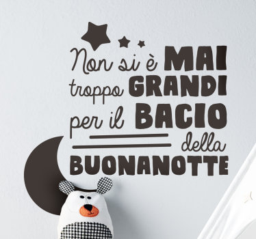 Adesivo illustrazione bambini bacio della buonanotte - TenStickers