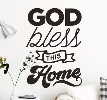 God bless this home text wall sticker - TenStickers