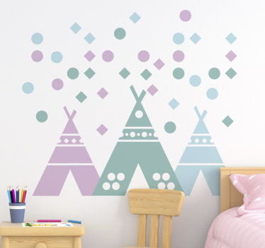 Teepee tent in pastel colours stickers for kid - TenStickers