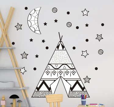 Stickers tipi avec étoiles et adhésif déco lune - TenStickers