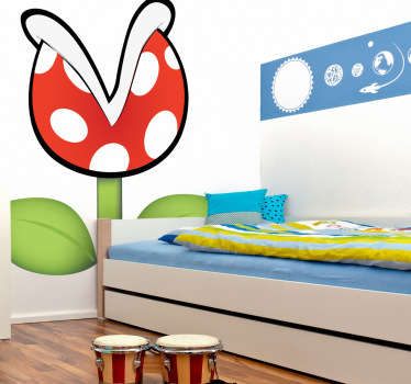 Adhesivo de dibujos animados del mítico juego de Nintendo Super Mario Bros. Una planta piraña gigante un temido enemigo.