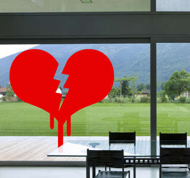Een leuke decoratie sticker van een gebroken hart voor de decoratie van de ramen, deuren of muren in je woning.