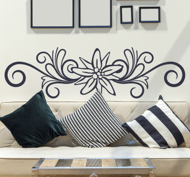 Wandtattoo Wohnzimmer Edelweiß mit Schnörkel - TenStickers