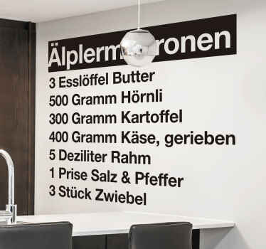Rezept Älplermagronen wandaufkleber - TenStickers