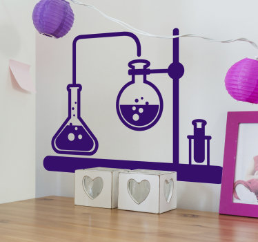 Vinilo decorativo de ciencia frascos química - TenVinilo