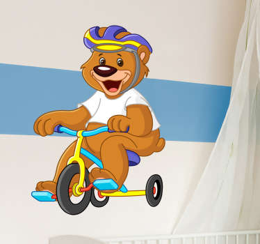 Cycle Bear Kids Wall Sticker - TenStickers