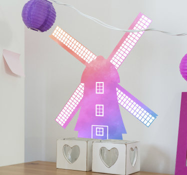 A silhouette of a windmill illustration sticker - TenStickers