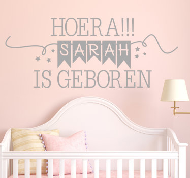 "Hoera….  is Geboren" babykamer muursticker - TenStickers