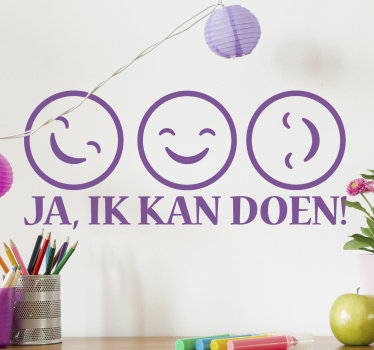 Motiverende muursticker "ik kan doen" - TenStickers