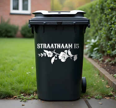 Straatnaam met bloem en huisnummer - TenStickers