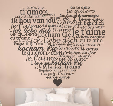Languages in the heart love sticker - TenStickers
