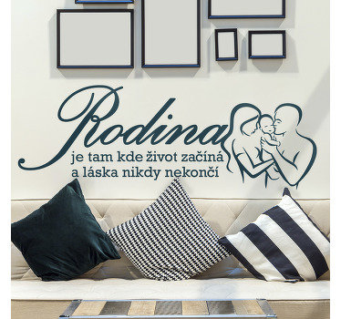 Rodina, kde život začíná domácí text nálepka na zeď - TenStickers