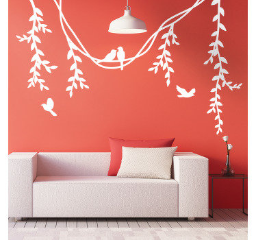 Linden branch and birds plant wall sticker - TenStickers