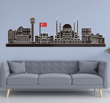 Ankara manzarası ile bayrak manzarası duvar sticker - TenStickers