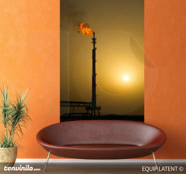 Fotomural vinílico - plataforma de petróleo sob o sol. Característica ideal para decorar sua casa ou empresa. Fotografia de estudo latente. 