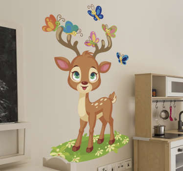 Animated deer illustration decal - TenStickers