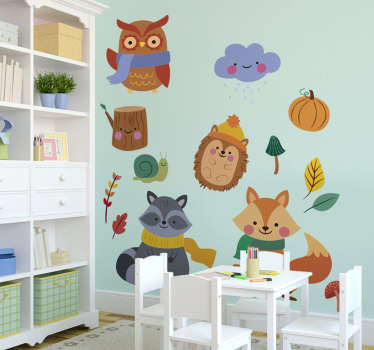 Sticker animaux en automne - TenStickers