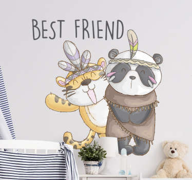 卡通熊猫与老虎图deca - TenStickers