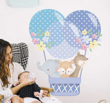 水彩动物热气球壁贴花 - TenStickers