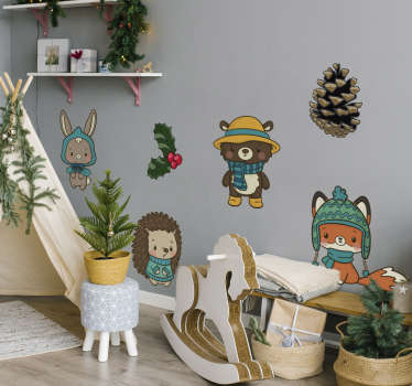 Zimske rože in živali nalepke divjih živali - TenStickers