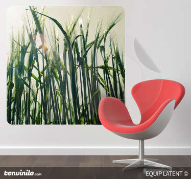 Vinil decorativo em formato fotomural ilustrando uma plantação de trigo, decore a sua loja ou habitação com este fotomural.