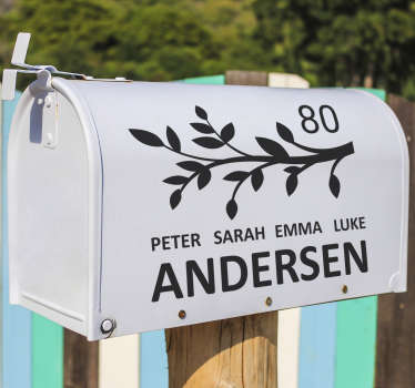 Tregren familie postkasse tekst dekal - Tenstickers